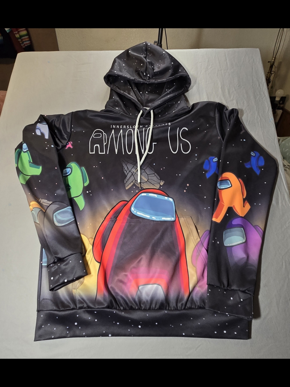 Among Us 3D All Over Print Gamer Hoodie Adult Large Black